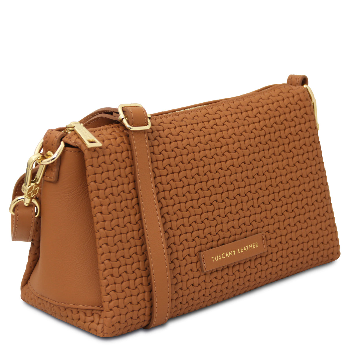 Dedalo Woven printed leather shoulder bag