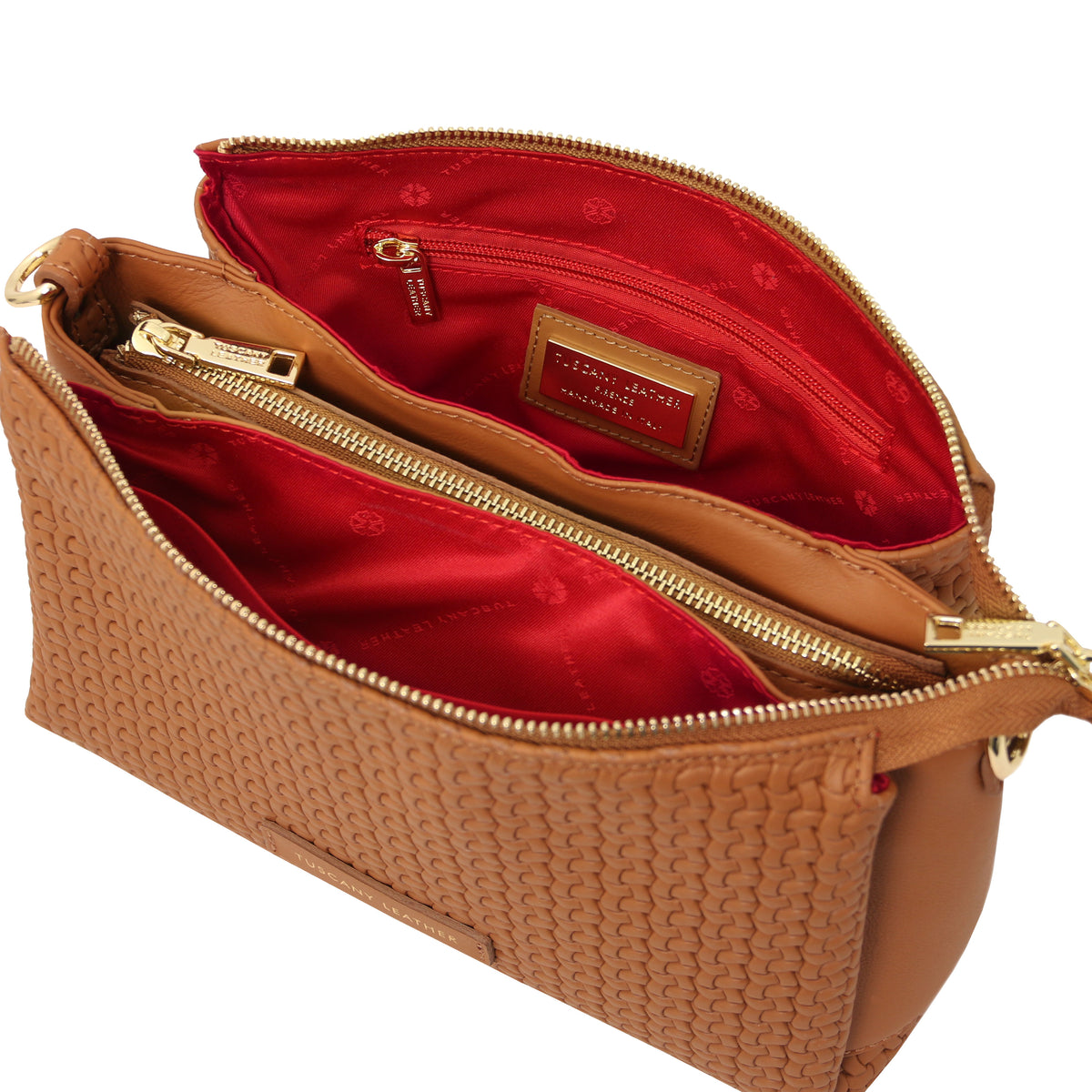 Dedalo Woven printed leather shoulder bag