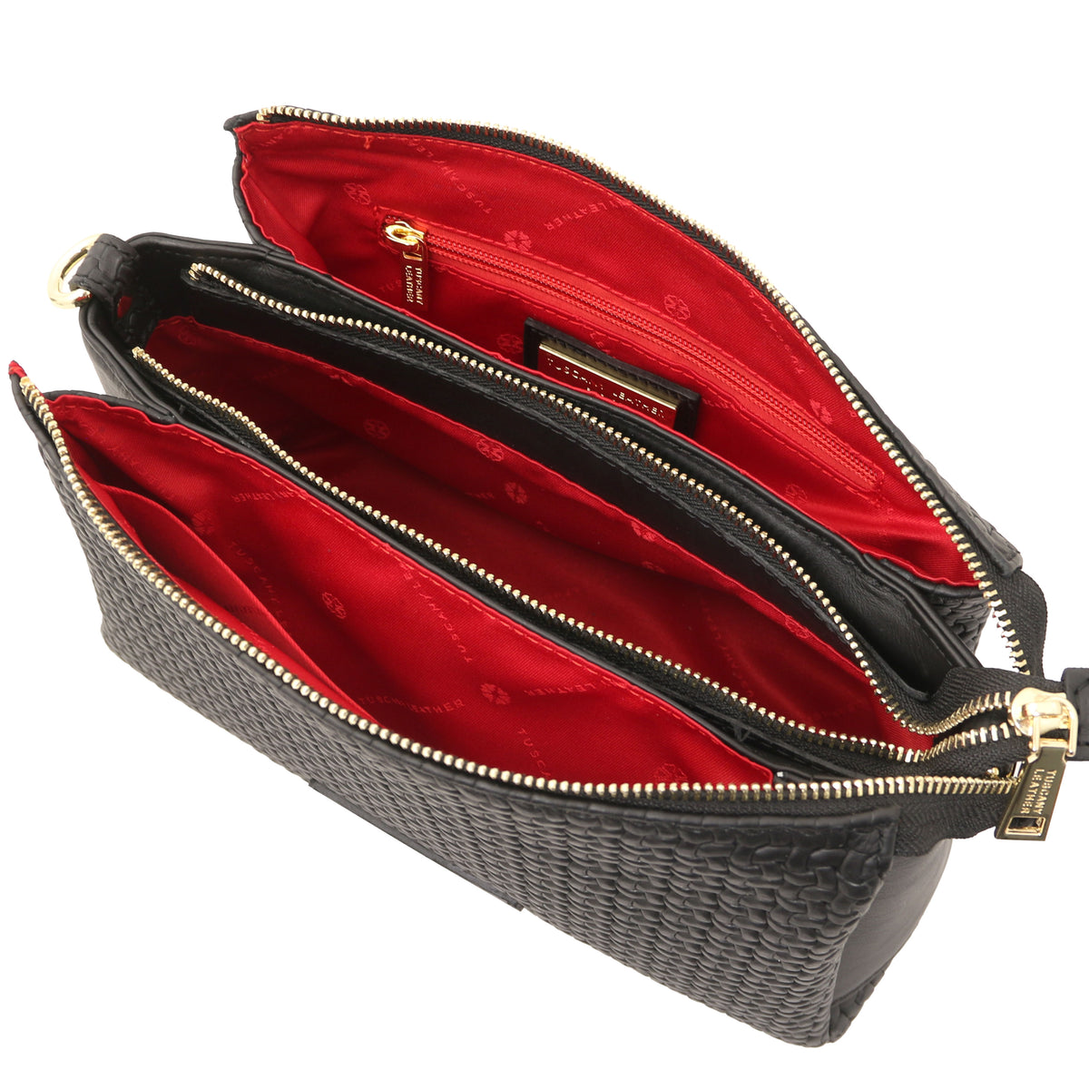 Dedalo Woven printed leather shoulder bag