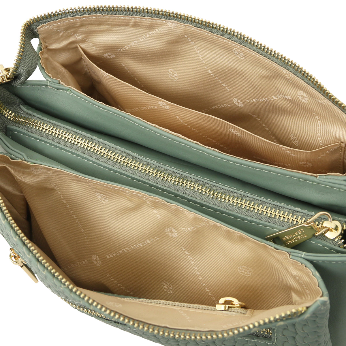 Dedalo Woven printed leather shoulder bag