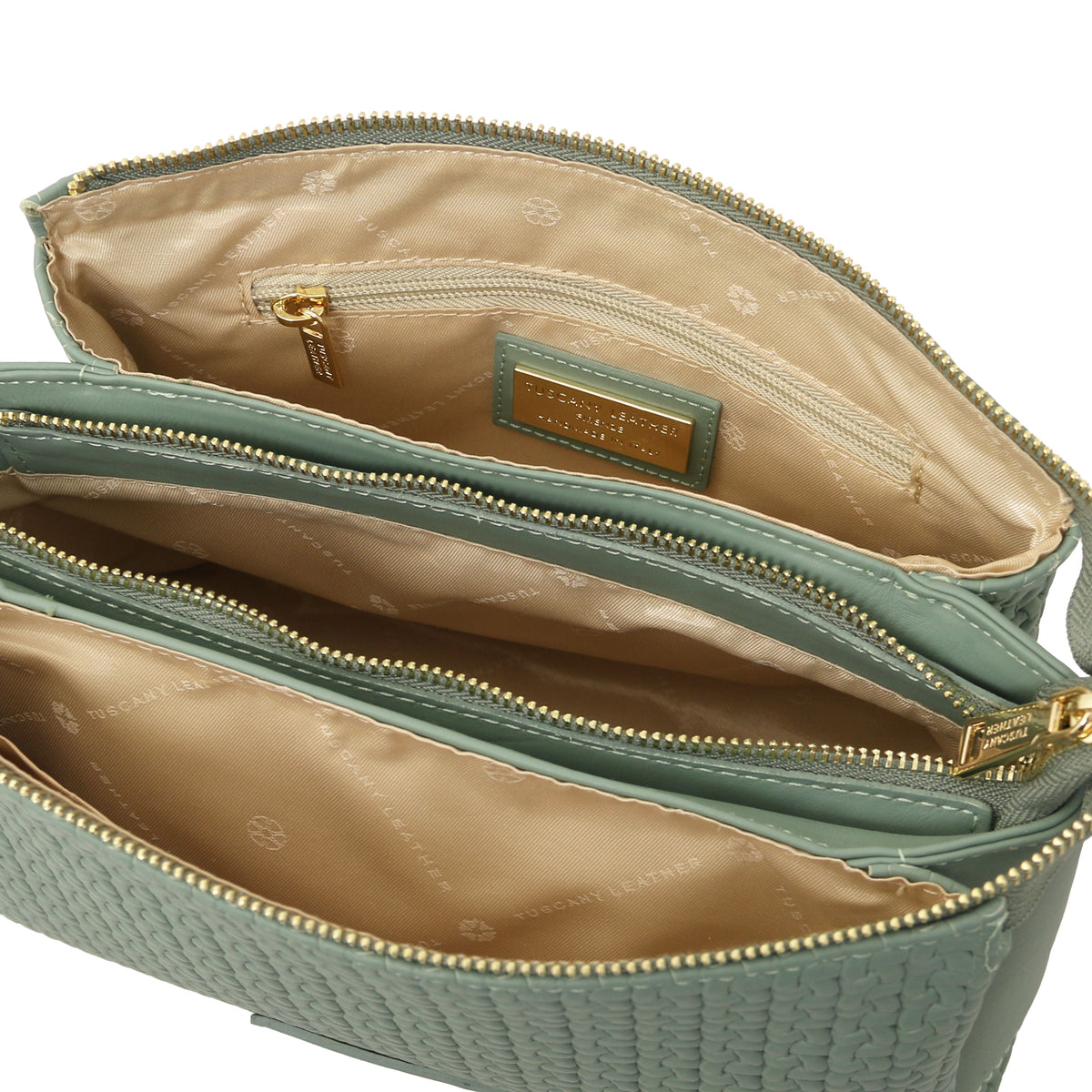 Dedalo Woven printed leather shoulder bag