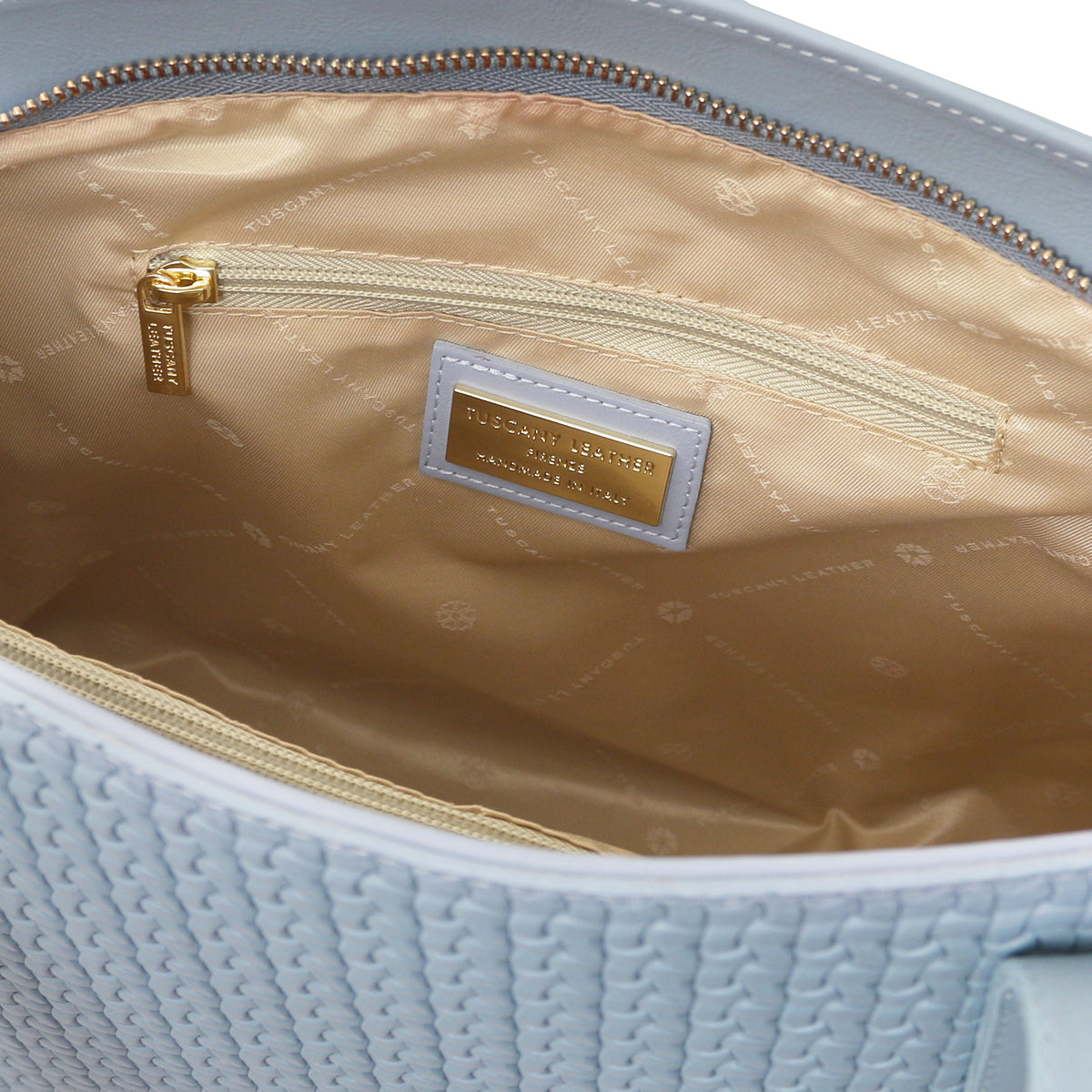 Dedalo Woven printed leather shopping bag