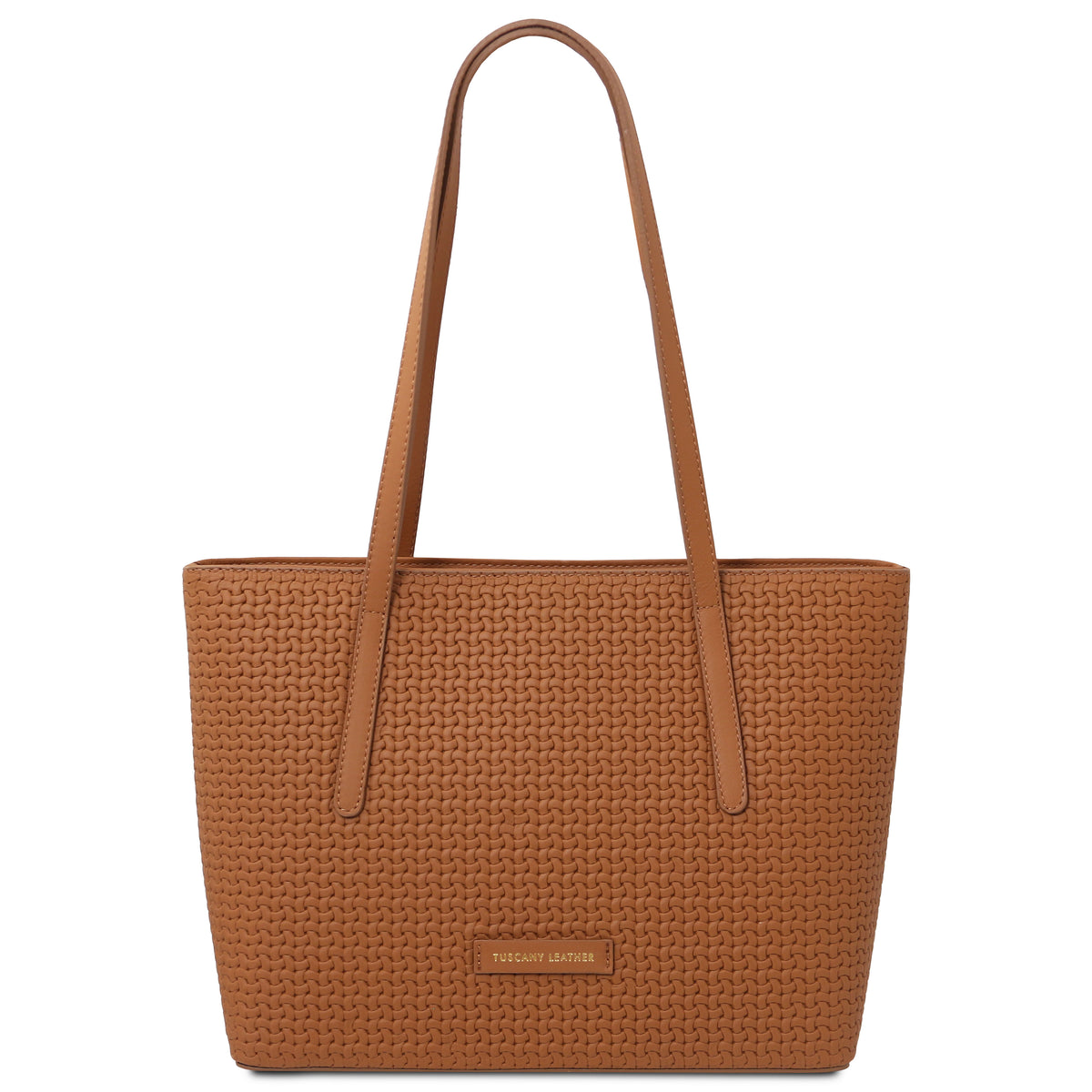 Dedalo Woven printed leather shopping bag