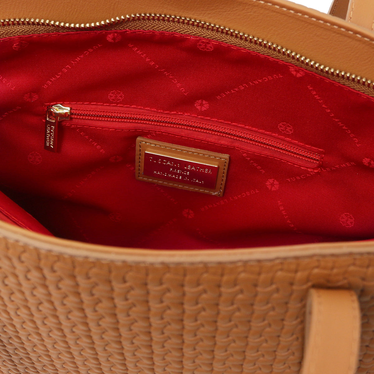 Dedalo Woven printed leather shopping bag