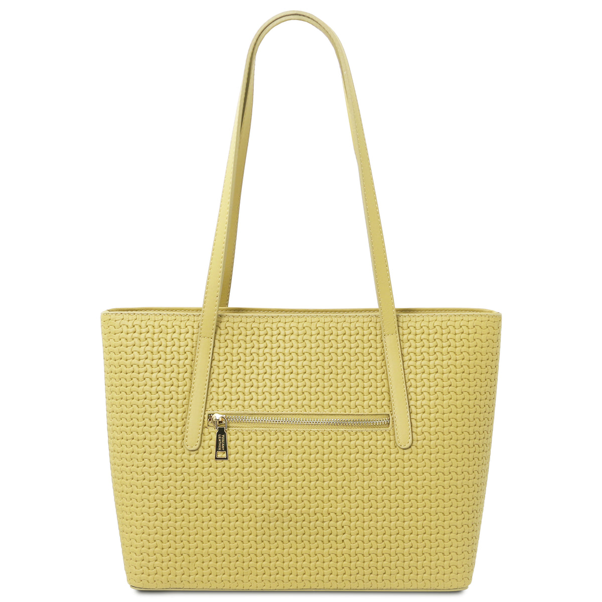 Dedalo Woven printed leather shopping bag