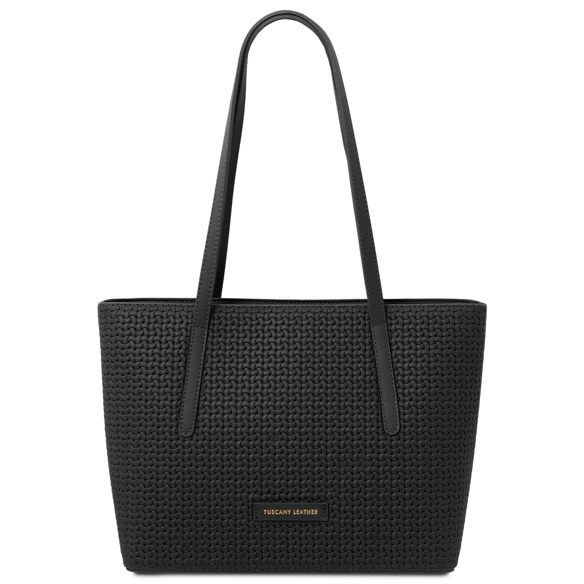 Dedalo Woven printed leather shopping bag